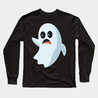 funny cute sad ghost - Halloween costume Long Sleeve T-Shirt